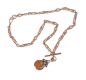 9 CARAT ROSE GOLD TWIST LINK DOUBLE ALBERT CHAIN WITH FITTED T BAR & 9 CARAT ROSE GOLD FOB at Ross's Online Art Auctions