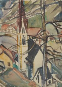 THE VILLAGE OF ST JAKOB, AUSTRIA by Olive Henry RUA at Ross's Online Art Auctions