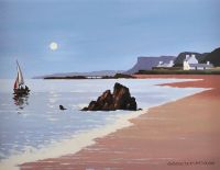 MOONLIT SAILING OFF BALLYCASTLE by Gregory Moore at Ross's Online Art Auctions