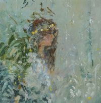 FLOWERS IN HER HAIR by Tom Kerr at Ross's Online Art Auctions