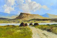 PEAT STACKS NEAR MUCKISH, DONEGAL by Hugh McIlfatrick at Ross's Online Art Auctions