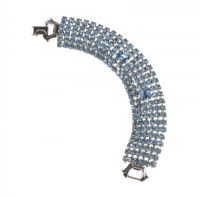 METAL ART DECO STYLE DRESS BRACELET MOUNTED WITH BLUE STONES at Ross's Online Art Auctions