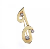 9 CT GOLD LETTER 'J' BROOCH MOUNTED WITH DIAMONDS at Ross's Online Art Auctions