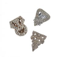 PAIR OF LADY'S SILVER CLIP BROOCHES MOUNTED WITH PASTE STONES & A METAL CLIP BROOCH MOUNTED WITH PASTE STONES at Ross's Online Art Auctions