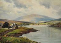 BRINGING IN THE TURF by Charles McAuley at Ross's Online Art Auctions