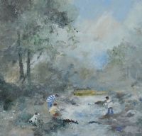 BOYS FISHING by Tom Kerr at Ross's Online Art Auctions