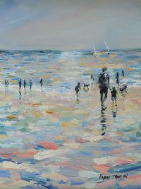 PADDLING BY THE WATER'S EDGE by Hannah O'Hanlon at Ross's Online Art Auctions