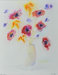 POPPIES & IRIS by Lesley P. Rainey at Ross's Online Art Auctions