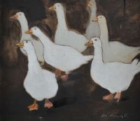 GAGGLE OF GEESE by Con Campbell at Ross's Online Art Auctions