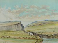 SHEEP GRAZING IN THE SPERRINS by David Overend at Ross's Online Art Auctions