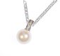 14 CT WHITE GOLD CULTURED PEARL & DIAMOND DROP PENDANT ON A FINE 14 CT WHITE GOLD CHAIN WITH MATCHING DIAMOND & PEARL EARRINGS at Ross's Online Art Auctions