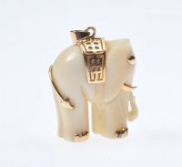 14 CT GOLD IVORY ELEPHANT PENDANT at Ross's Online Art Auctions