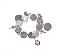 VICTORIAN SILVER COIN CHARM BRACELET at Ross's Online Art Auctions