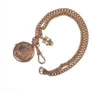 9 CT GOLD DOUBLE CURBLINK BRACELET WITH ENGRAVED 9 CT GOLD LOCKET & A 9 CT GOLD CHARM at Ross's Online Art Auctions