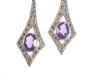 SILVER, MARCASITE & AMETHYST DROP EARRINGS at Ross's Online Art Auctions