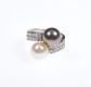 18 CT WHITE GOLD CULTURED BLACK & WHITE PEARL & DIAMOND TWIST RING at Ross's Online Art Auctions