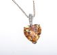 SILVER & HEART SHAPED ORANGE TOPAZ PENDANT ON A FINE SILVER CHAIN at Ross's Online Art Auctions