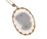 LARGE 9 CT GOLD & DIAMOND CHALCEDONY PENDANT ON A FINE 9 CT GOLD CHAIN at Ross's Online Art Auctions