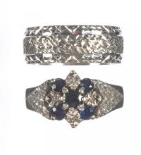 SAPPHIRE & DIAMOND RING & ANOTHER BAND at Ross's Online Art Auctions