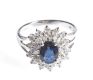 9 CT WHITE GOLD SAPPHIRE & DIAMOND CLUSTER RING at Ross's Online Art Auctions