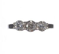 18 CT WHITE GOLD THREE STONE DIAMOND RING at Ross's Online Art Auctions