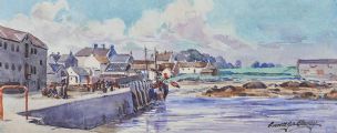 ARDGLASS FROM THE OLD HARBOUR by Everett Galloway at Ross's Online Art Auctions