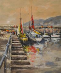 BOATS AT HOWTH HARBOUR by Niall Campion at Ross's Online Art Auctions