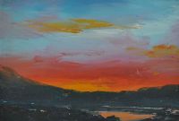 SUNSET MOUNTAINS by Liam Blake at Ross's Online Art Auctions