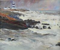 LIGHTHOUSE & SEASCAPE by A. Usemann at Ross's Online Art Auctions