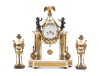 19TH CENTURY EMPIRE STYLE MARBLE AND GILT METAL CLOCK GARNITURE at Ross's Online Art Auctions