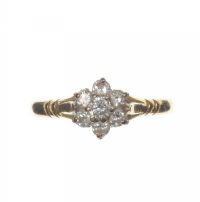 18 CT GOLD DIAMOND FLOWER SHAPED CLUSTER RING at Ross's Online Art Auctions