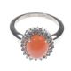 SILVER CABOCHON PEACH MOONSTONE & TOPAZ CLUSTER RING at Ross's Online Art Auctions