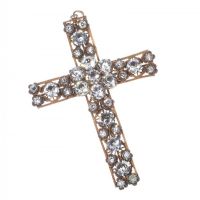 LARGE GILT CROSS PENDANT WITH PASTE STONES at Ross's Online Art Auctions