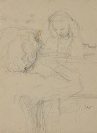 TWO GIRLS AT THE TABLE by Tom Carr HRHA HRUA at Ross's Online Art Auctions