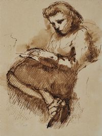 GIRL READING by Tom Carr HRHA HRUA at Ross's Online Art Auctions