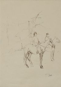 RIDERS ON HORSEBACK by Tom Carr HRHA HRUA at Ross's Online Art Auctions