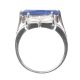 SILVER BLUE STONE & CRYSTAL RING at Ross's Online Art Auctions