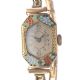9 CT GOLD & ENAMEL WATCH WITH EXPANDING GOLD PLATED STRAP at Ross's Online Art Auctions