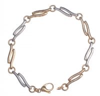9 CT WHITE & YELLOW GOLD FANCY LINK BRACELET at Ross's Online Art Auctions