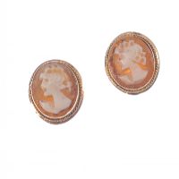 PAIR OF 9 CARAT GOLD MOUNTED OVAL CAMEO EARRINGS at Ross's Online Art Auctions