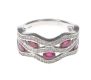 9 CT WHITE GOLD RUBY & DIAMOND WAVE RING at Ross's Online Art Auctions