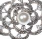 SILVER MARCASITE, CUBIC ZIRCONIA & PEARL BROOCH at Ross's Online Art Auctions