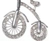 18 CT WHITE GOLD DIAMOND PENNY FARTHING ARTICULATED PENDANT at Ross's Online Art Auctions