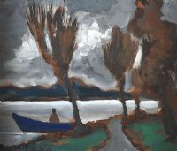 BOAT ON THE LAKE by Markey Robinson at Ross's Online Art Auctions