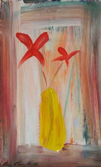 RED FOWERS by Con Campbell at Ross's Online Art Auctions