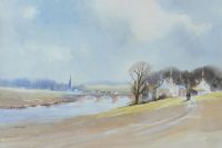 A STROLL BY THE RIVER by Richard Witchard at Ross's Online Art Auctions