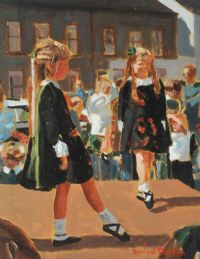 IRISH DANCERS, PORTAFERRY by Rowland Davidson at Ross's Online Art Auctions
