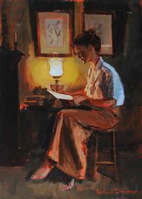 BY THE LAMP by Rowland Davidson at Ross's Online Art Auctions
