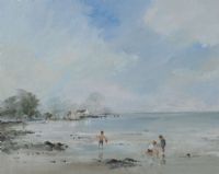 CHILDREN ON THE BEACH by Tom Kerr at Ross's Online Art Auctions