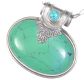 LARGE SILVER & TURQUOISE PENDANT ON A SILVER CURBLINK CHAIN at Ross's Online Art Auctions